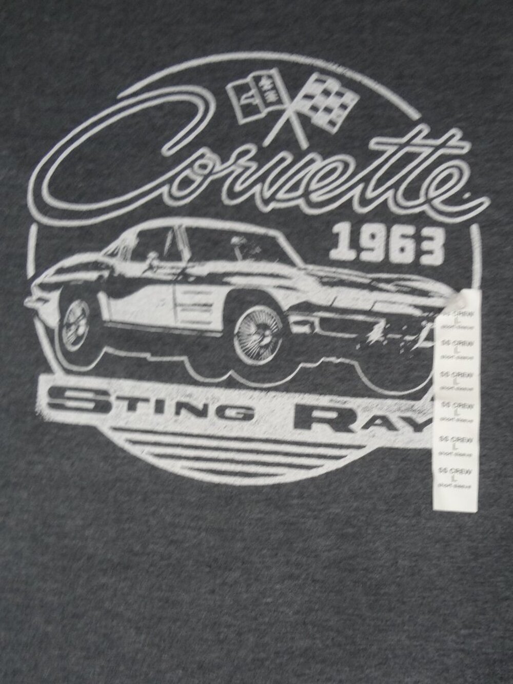 NWT  GM GENERAL MOTORS CORVETTE STING RAY 1963 - LARGE GRAY T-SHIRT L645
